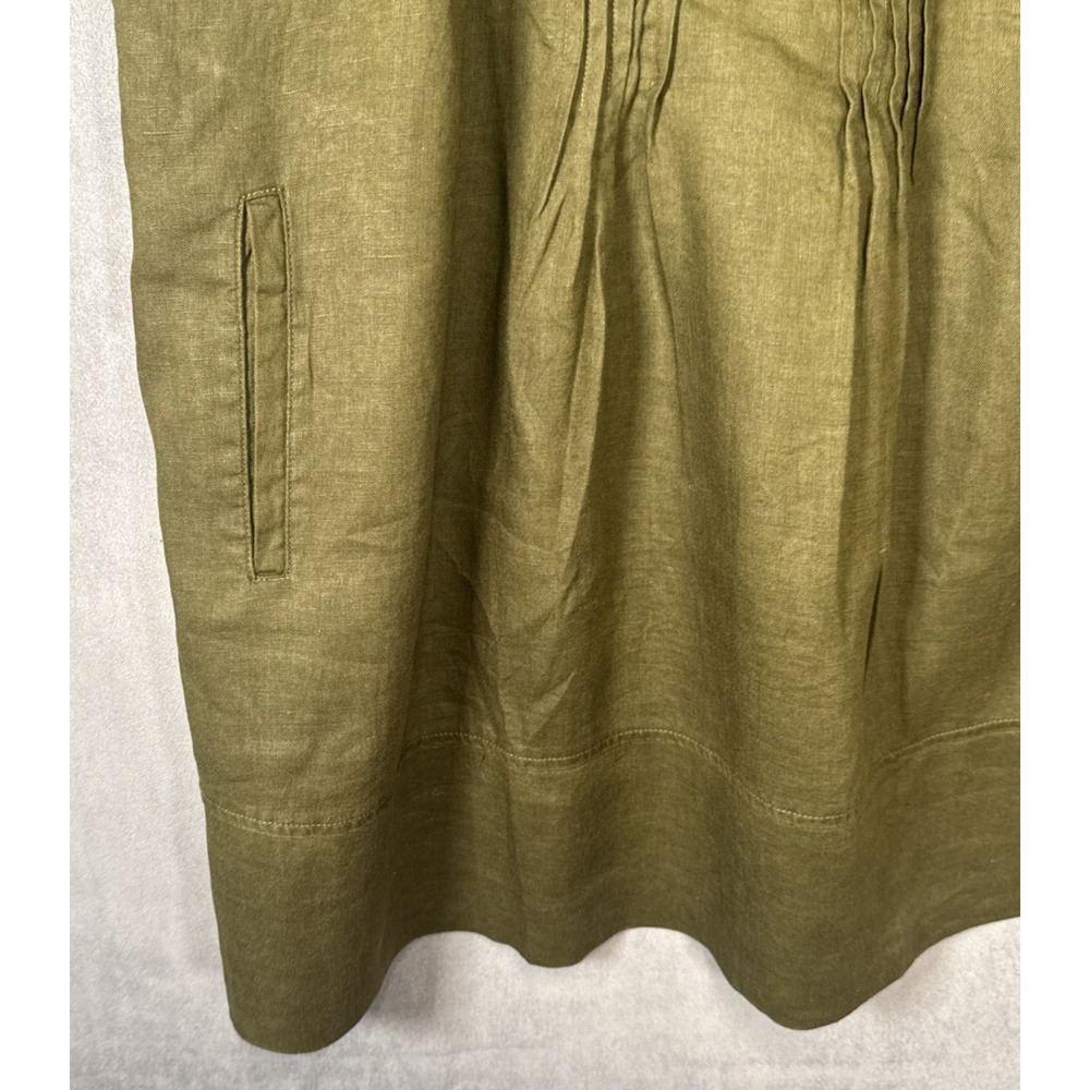 Quince 100% European Linen Sleeveless Swing Dress Olive Green Women's Sz XS NEW - Picture 6 of 8